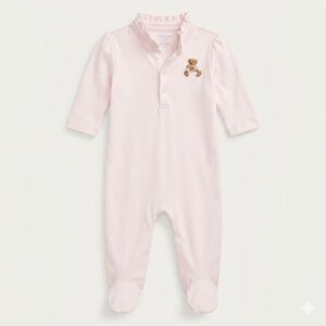 Polo Ralph Lauren Baby Girls' Embroidered Bear Coverall